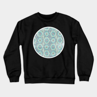 Blue and Green Textured Hexagon Pattern Design Crewneck Sweatshirt